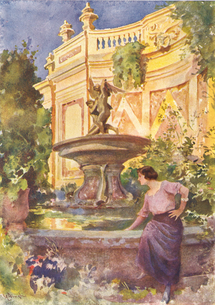 MALTA. Fountain Sant' Antonio gardens (Dingli) 1927 old vintage print picture